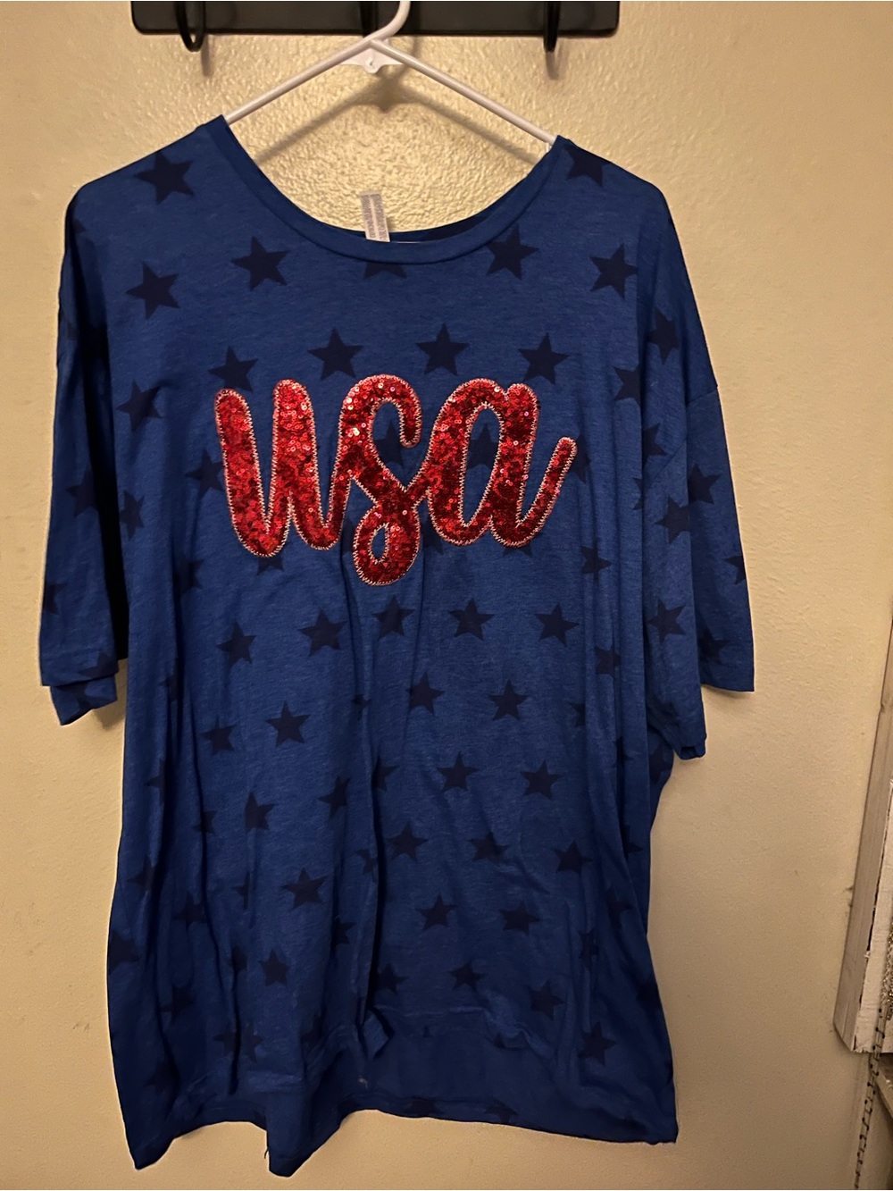 Women's Blue Star USA Sequin Tee